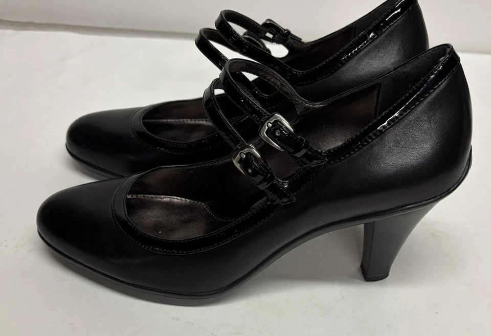 Salto Circa Joan & David Feminino Alça Dupla Couro Preto Tamanho 7.5 - Imagem 3 de 4