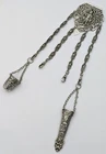 ANTIQUE ASIAN / EASTERN STYLE SILVER PLATED CHATELAINE c1900