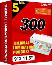 CAREGY 300 Pack Laminating Sheets Holds 9 x 11.5 In Sheets 5 ml NEW/ Damaged Box