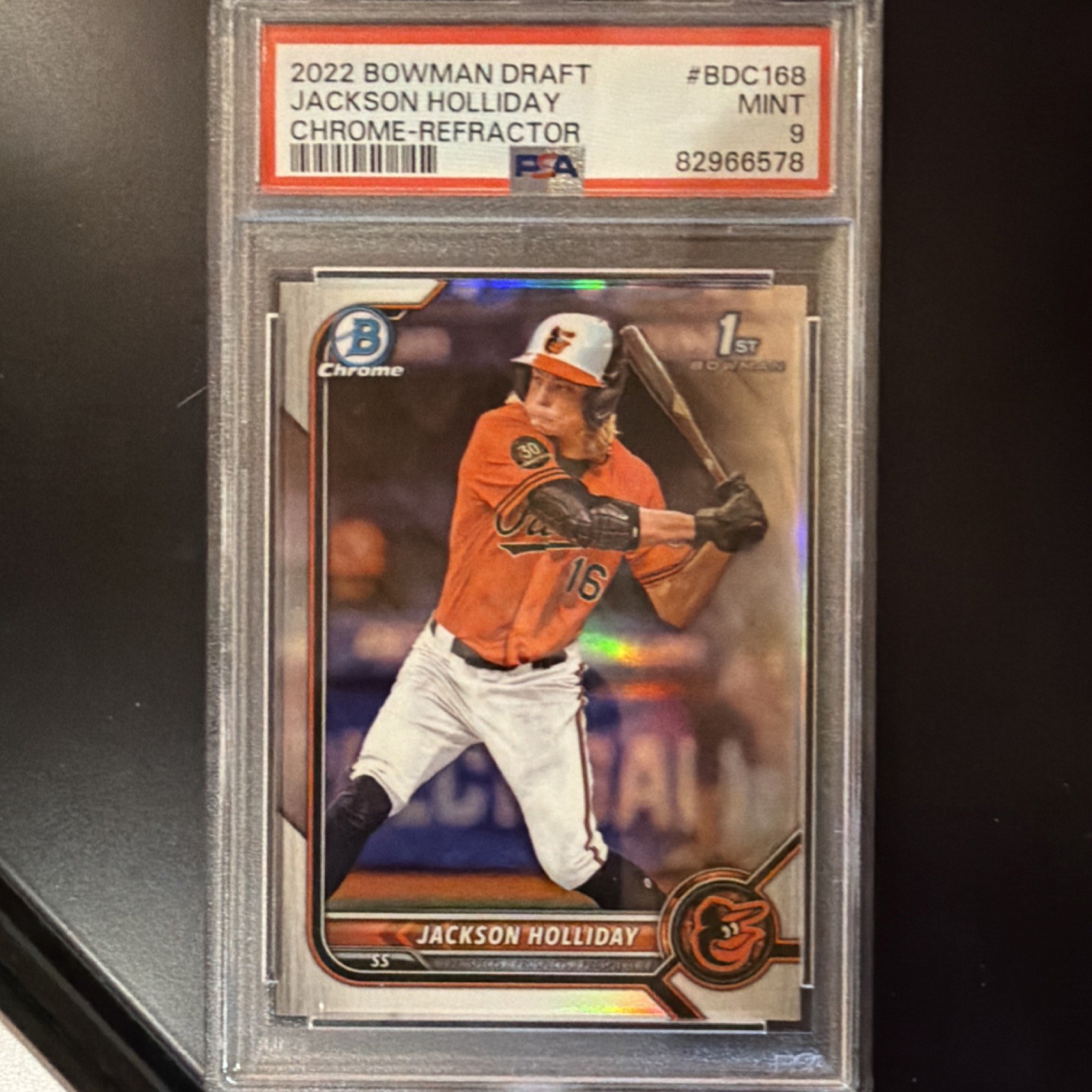 Topps 2022 Bowman Draft Jackson Holliday #BDC-168 Chrome Refractor Rookie PSA 9