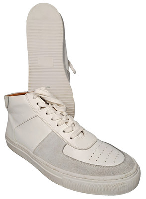 Leder Handarbeit Beckett Simonon Garcia Mid Turnschuhe weiß UK 9 leise Luxus
