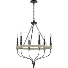 CAL Lighting & Accessories FX-3793-6 Grove Chandelier Drifted Wood and Black