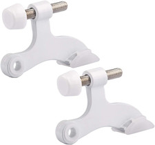 Adjustable Hinge Pin Door Stopper 2 Pack Heavy Duty White Wall Protector Stop