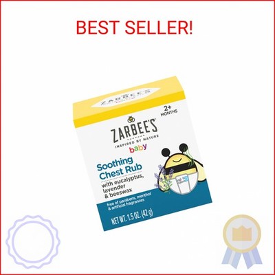 Zarbee's Baby Soothing Chest Rub with Eucalyptus & Lavender, Petroleum-Free Safe