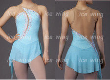 Ice Figure Skating Dress Rhythmic Gymnastics Twirling Competition blue