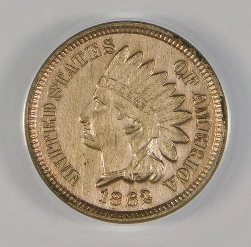 1862 1c Indian Head Penny Cent ANACS AU50 Details