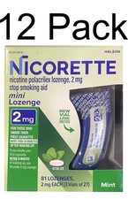 Nicorette Mini Nicotine Lozenges Stop Smoking Aid 2 Mg Mint 81 Ct 12PK EXP 9/26