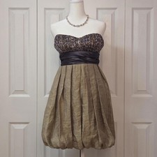VTG Y2K City Triangles Size 3 Purple Gold Sequin Cheetah Print Short Prom Dress
