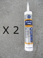2 New 10oz GE White PAINTER'S PRO Siliconized Acrylic Latex Caulk Free US Ship