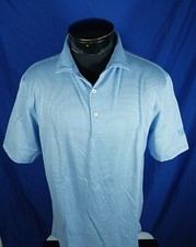 Peter Millar Crown Ease Polo Shirt Blue White Island Country Club Golf Sz Medium
