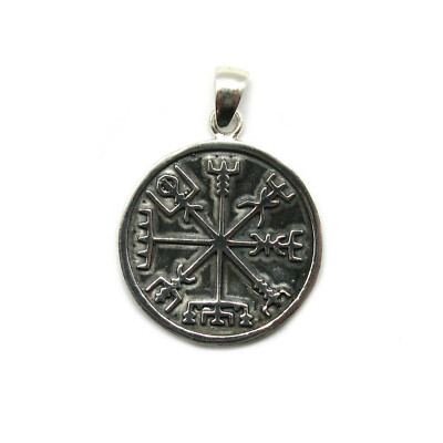 Genuine Sterling Silver Pendant Solid Dotted 925 Viking Symbol Vegvisir