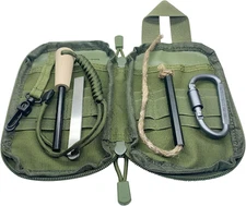 Flint Steel Fire Starter Kit Ferro Rod Magnesium Striker Tinder Rope Camping