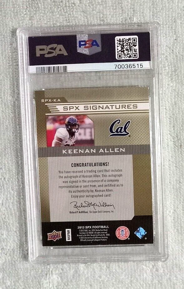 2013 Upper Deck SPX Keenan Allen SPX Signatures Rookie Auto ~ PSA Graded 9 Mint - Image 2 of 2