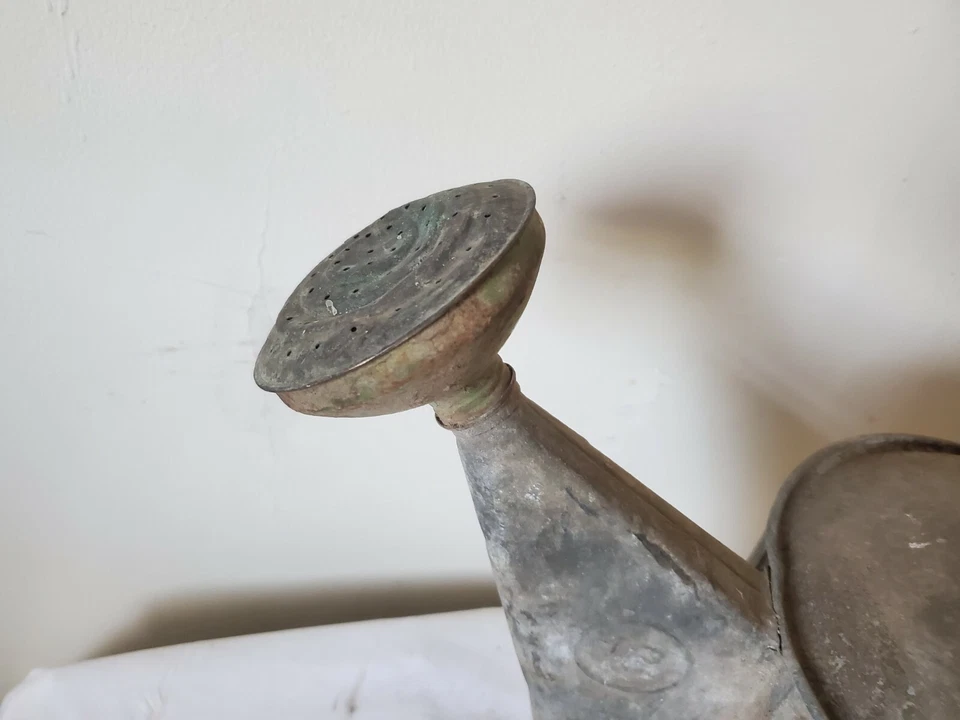 galvanized metal watering can with spout no handle 12 flower garden yard decor  - Image 4 of 4