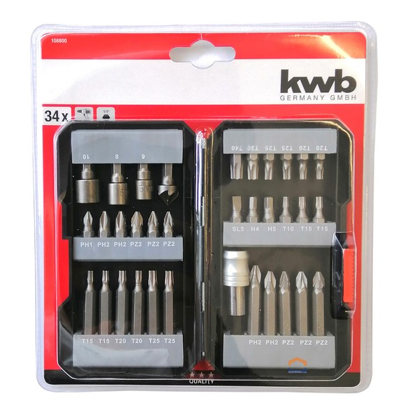 Kwb Bitbox 34-Tlg. Bit-Box Bit-Set, 29 Bits Schnellwechselbithalter Senker-image