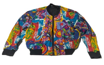 Vintage 80's Ride Light Weight Psychedelic Jacket Bomber Size