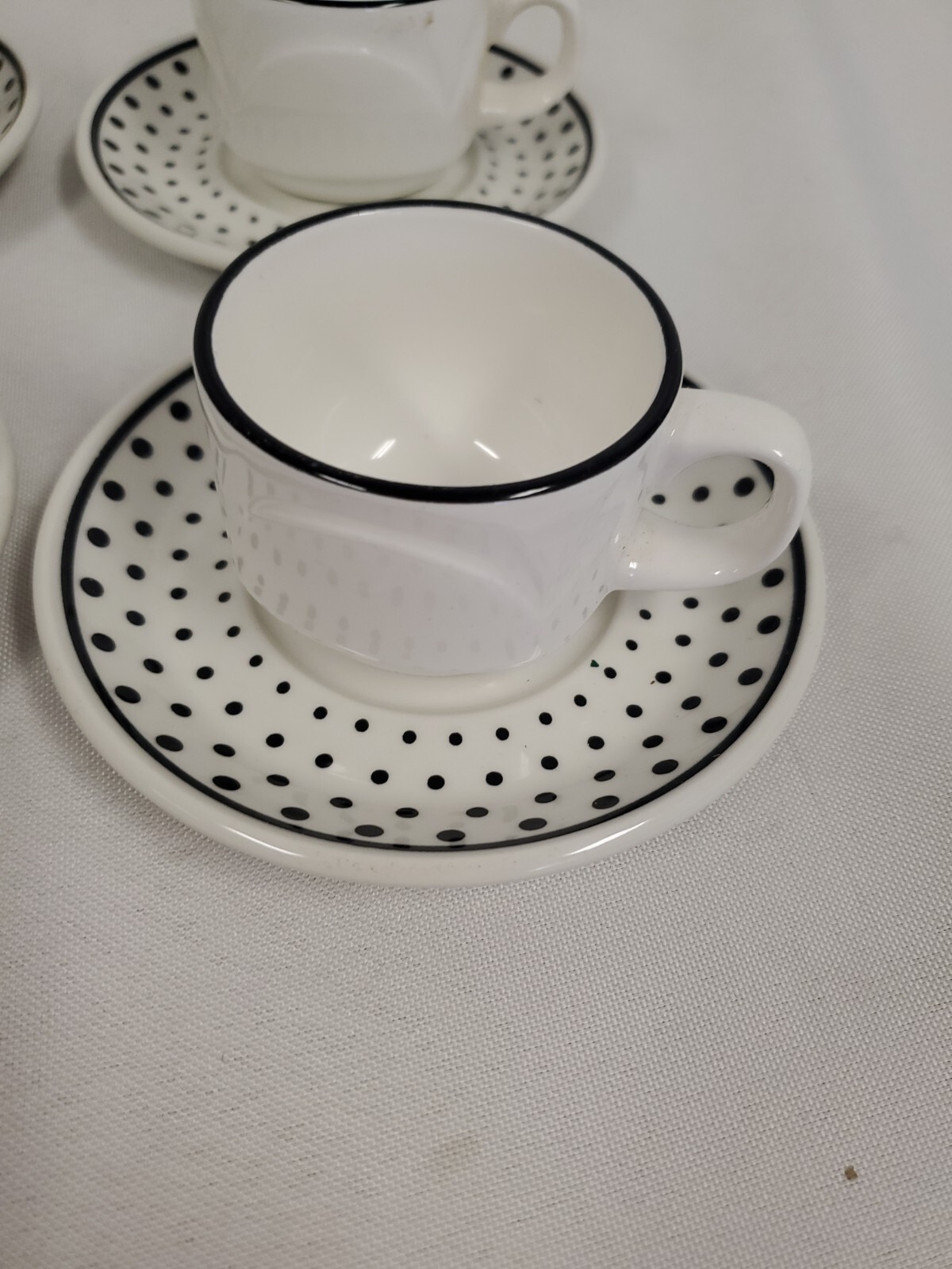 Steelite International Albalite Espresso Cups & Saucers (4) Black Polka