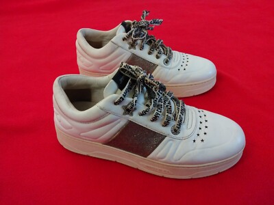 Jimmy Choo HAWAII-F Sneaker Shoe Leather Glitter Lame Star Size 40
