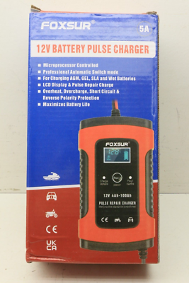 Foxsur LCD Car ATV 12v 4-100ah Motorcycle Pulse Repair Battery  