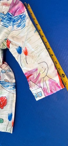 Paulinie Girls 6 Artwork Dress Flowers Fish Pond House Kid's Drawing Scene NWT - Picture 9 of 11