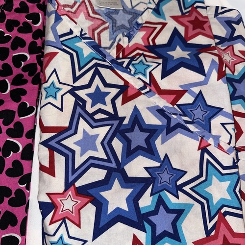 ScrubStar scrub 3 -2XL Medical Tops 100% Cotton New Pre Washed Happy Print - Picture 4 of 4