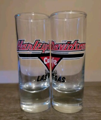 Las Vegas Harley Davidson Cafe 2oz Shot Glass - SET OF 2 - NWOB - NEVER USED