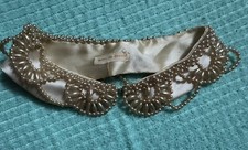 Vintage Victorian Satin Beaded Collar w/Hook Eye Closure Japan