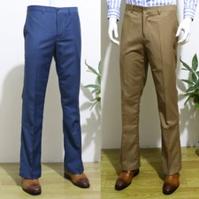 Men Flared Bell Bottom Pants Business Smart Bootcut Trousers Slim Fit Solid Cosy