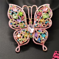Colorful Bling Rhinestone Flower Butterfly Fashion Women Charm Brooch Pin Gifts