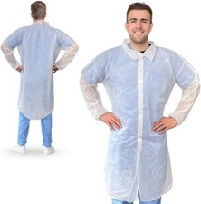 Disposable Lab Coat, XX-Large. Pack of 10 White Disposable Lab Coats for Adults