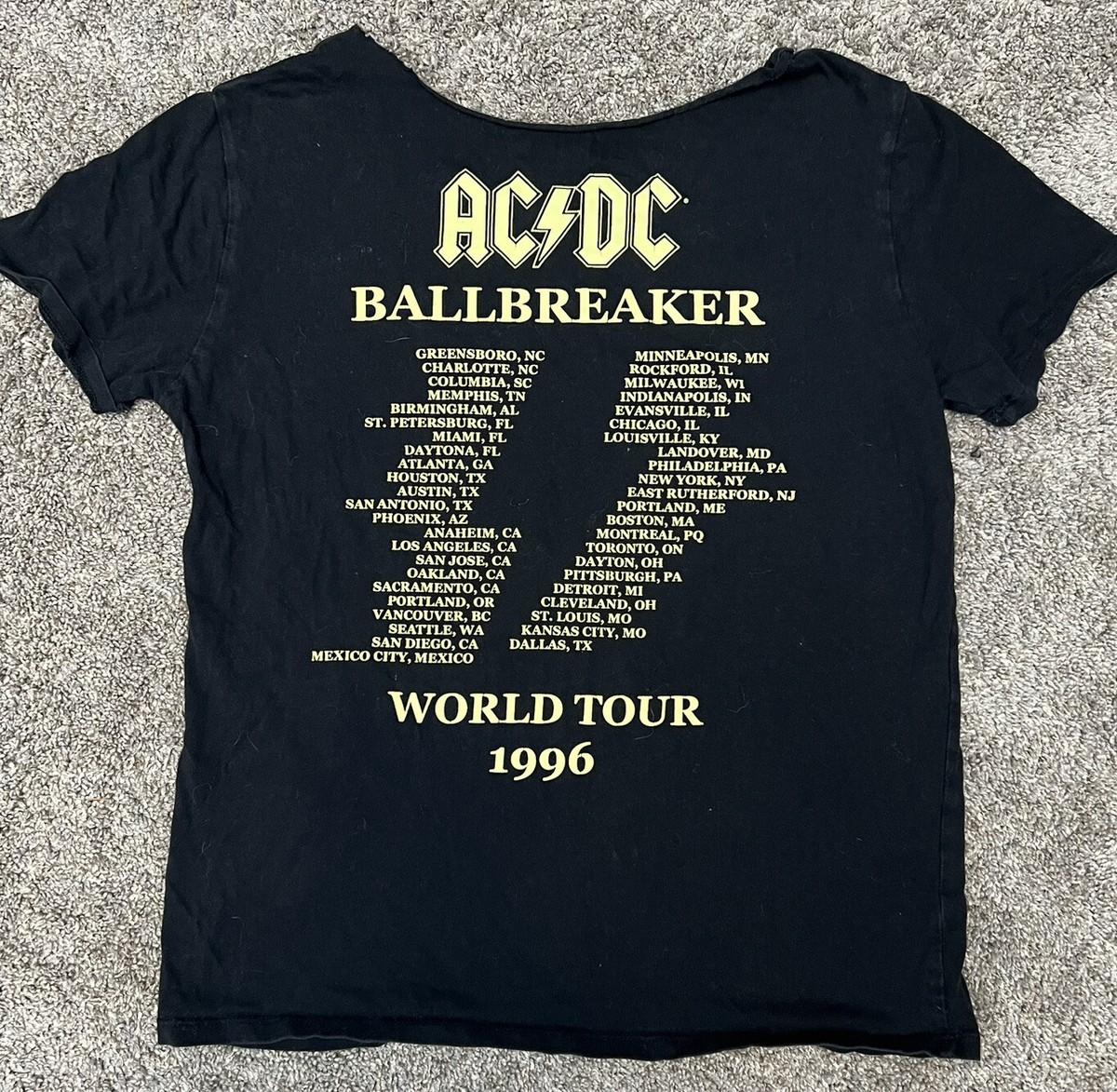AC/DC BallBreaker World Tour 1996 Graphic Shirt Navy Blue Size