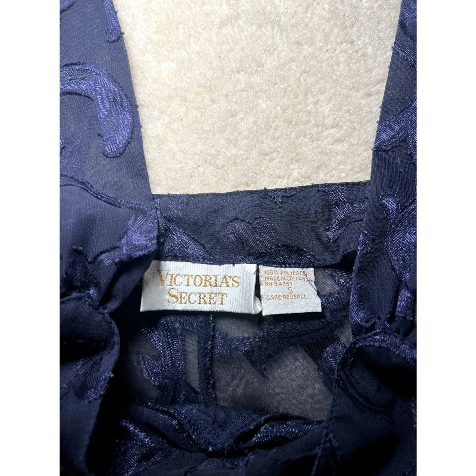 UNDERCOVER Camicia da notte viola vintage etichetta oro Victoria's Secret piccola