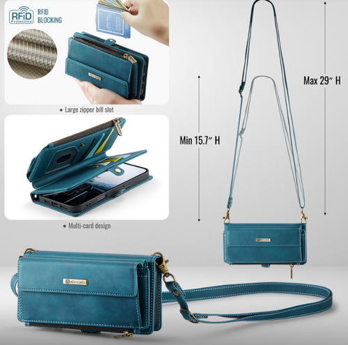 Women/Girl Leather Card Wallet Magnetic Crossbody Purse Phone Case Cover Strap - Picture 3 of 17