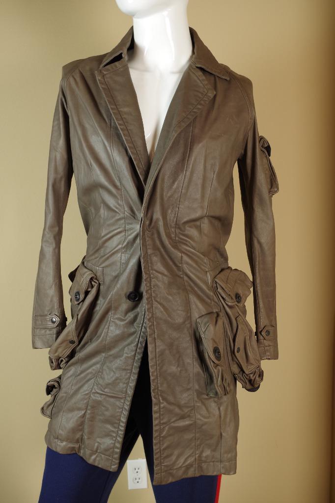 Julius Leather Trench Cargo Trench Coat Brown 2008 Jacket