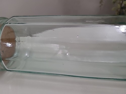 Tarro de espagueti alto de vidrio verde aguamarina vintage con tapa de corcho 32 cm Italia - Imagen 7 de 9