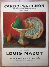 LOUIS MAZOT ORIGINAL LITHOGRAPH POSTER EXHIBITION 1960 GAL. CARDO-MODIGENNON