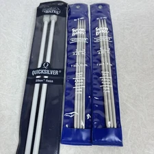 NOS 9 Susan Bates Quicksilver Single Double Point Knitting Needles Sizes 3 6 10