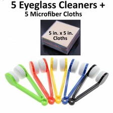 5 Pcs Sun Glasses Eyeglass Cleaner Microfiber Cloth Lens Wipes Cleaning Kit LOT