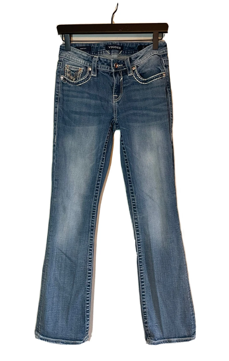 Vigoss Heritage Fit Bootcut Jeans Womens Size S2 L32 Inseam 31.5 In Dark Wash