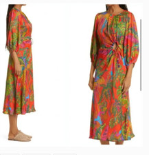 FARM RIO URBAN JUNGLE CUTOUT FLORAL MAXI DRESS sz M