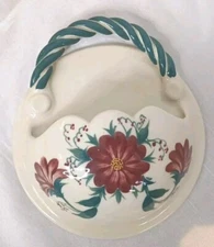 Vintage Ceramic Wall Pocket Floral Flowers James Carol O'Keane Pottery