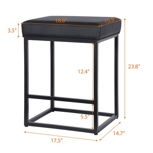 Juego de 2 para mostrador de cocina sin respaldo moderno cuadrado taburetes de bar soporte 330 libras - Imagen 4 de 21