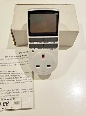 HOME OFFICE ELEKTRISCHER DIGITALER TIMER UK STECKDOSE PROGRAMMIERBARER SCHALTER