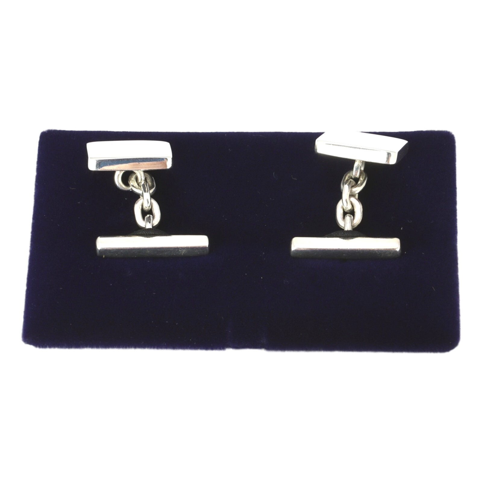 Pair Hallmarked Silver Cufflinks SQUARE Shape Lon… - image 3