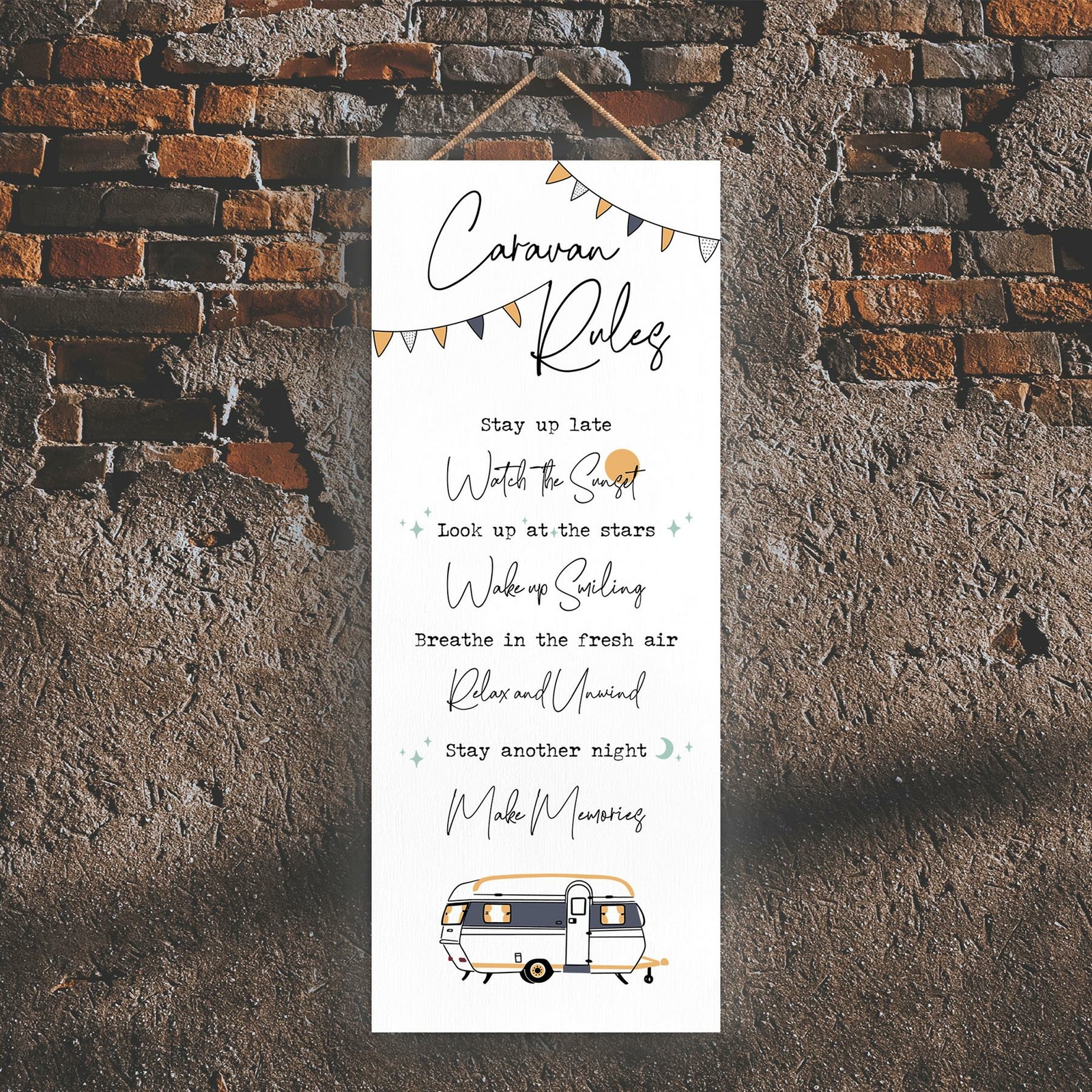 CARAVAN RULES CAMPER CARAVAN CAMPING THEMED HANGING PLAQUE