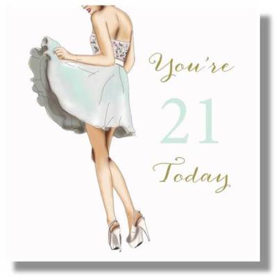 21st Happy Birthday Greeting Card Female With Dress Very Large By Made Hand  | eBay