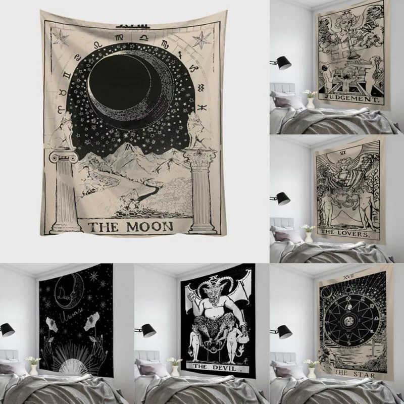 Tarot Painting Tapestry spiritual Decor Art Wall Hang Cloth Tarot Card  95x73CM