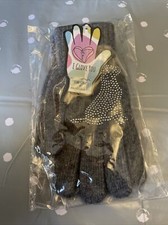 New Knitted Ladies/Girls Gloves with Sparkly Silver Dog Motif By Scarf Giraffe M