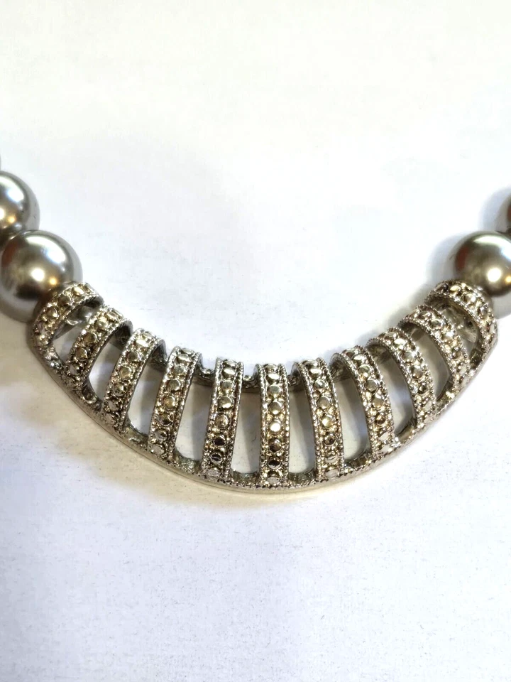 Vintage Stamped SAQ - Avon Graduated Faux Pearl Pendant Necklace Fashion Costume Foto 3 de 4