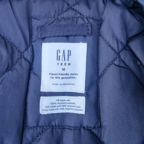 GAP Kids Boy's Work Shirt Jacket Shacket Lined Insulated Plaid Blue Gray, Size M - Picture 10 of 11